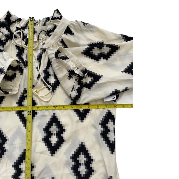 Britt Ryan Silk Geometric Long Sleeve Blouse Sz M - Picture 9 of 13